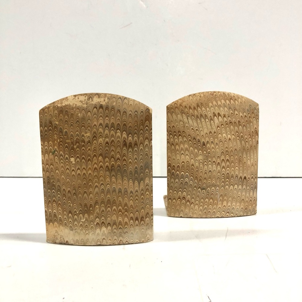 Vintage Paper Covered Wooden Bookends a pair.